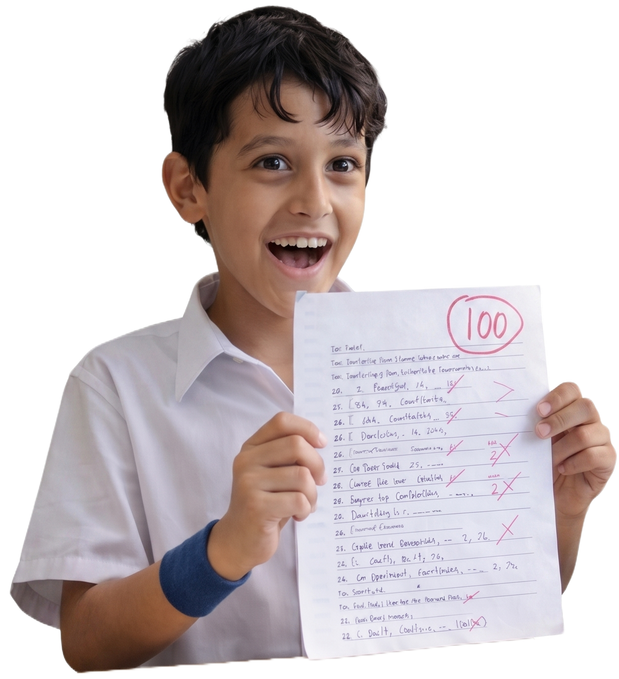 A boy looking at a paper, symbolizing learning and discovery